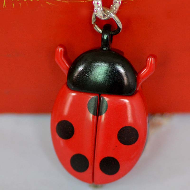 🐞 Marienkäfer-Taschenuhr-Halskette