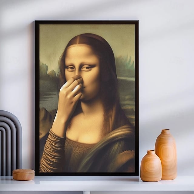 Imitation Mona Lisa Kunstdekoration, lustige Vintage-Toilette Humor Raumdekoration