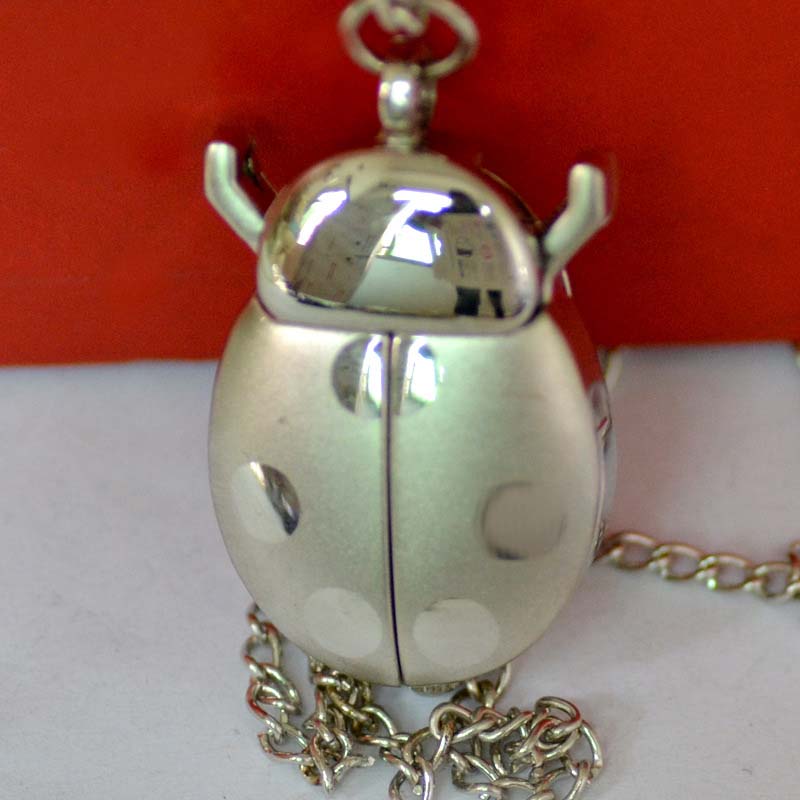 🐞 Marienkäfer-Taschenuhr-Halskette
