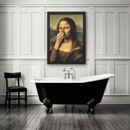 Imitation Mona Lisa Kunstdekoration, lustige Vintage-Toilette Humor Raumdekoration