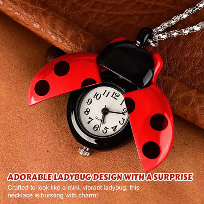 🐞 Marienkäfer-Taschenuhr-Halskette