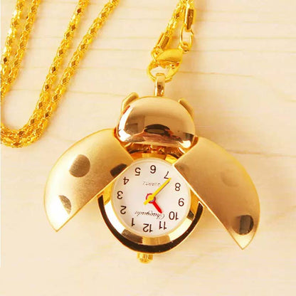 🐞 Marienkäfer-Taschenuhr-Halskette