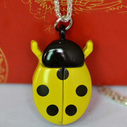 🐞 Marienkäfer-Taschenuhr-Halskette